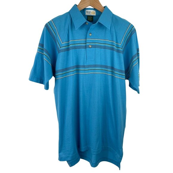 IZOD Club Mens SIze L Multicolor Striped Short Sleeve Polo Shirt Eagle Creek - Picture 1 of 7